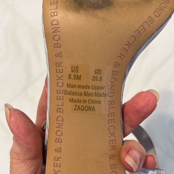 Bleecker & Bond Zagora size 8.5 Ice blue grey croc strappy sandals GUC No box - Picture 12 of 14
